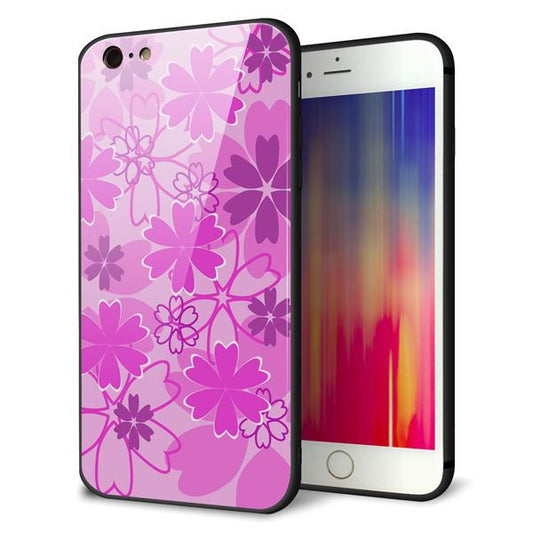 iPhone 6 Plus 強化ガラス&TPUスマホケース ガラプリ【VA961 重なり合う花 ピンク】