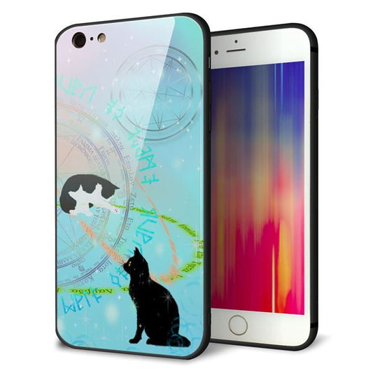 iPhone 6 Plus 強化ガラス&TPUスマホケース ガラプリ【YJ329 魔法陣猫 キラキラ パステル】