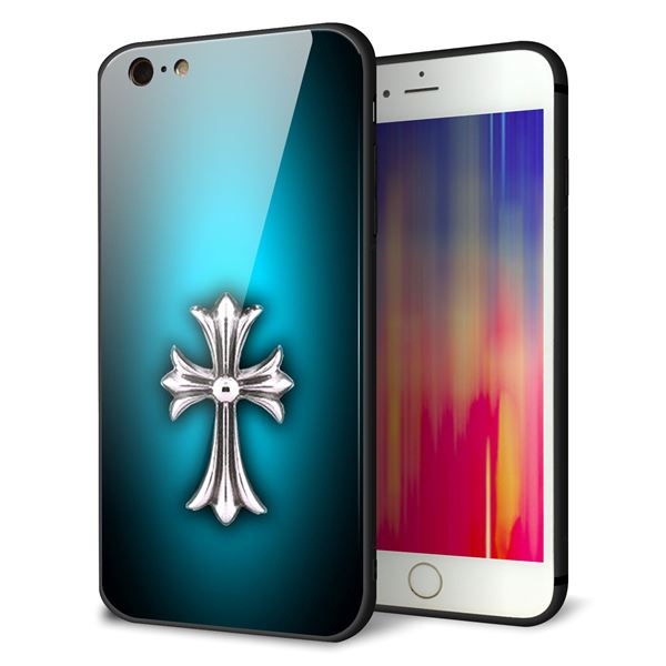 iPhone 6s Plus 強化ガラス&TPUスマホケース ガラプリ【334 クロスブルー】