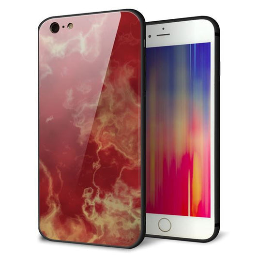 iPhone 6s Plus 強化ガラス&TPUスマホケース ガラプリ【KM870 大理石RD】