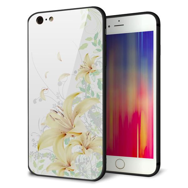 iPhone 6s Plus 強化ガラス&TPUスマホケース ガラプリ【SC851 ユリ(ホワイト)】