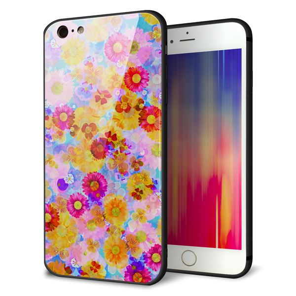 iPhone 6s Plus 強化ガラス&TPUスマホケース ガラプリ【SC870 リバティプリント フルールドパルファン(ブルー)】