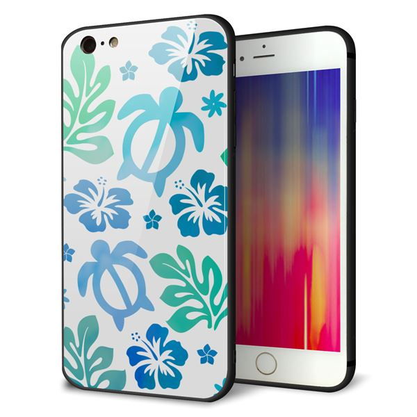iPhone 6s Plus 強化ガラス&TPUスマホケース ガラプリ【SC880 ハワイアンアロハホヌ(ブルー)】