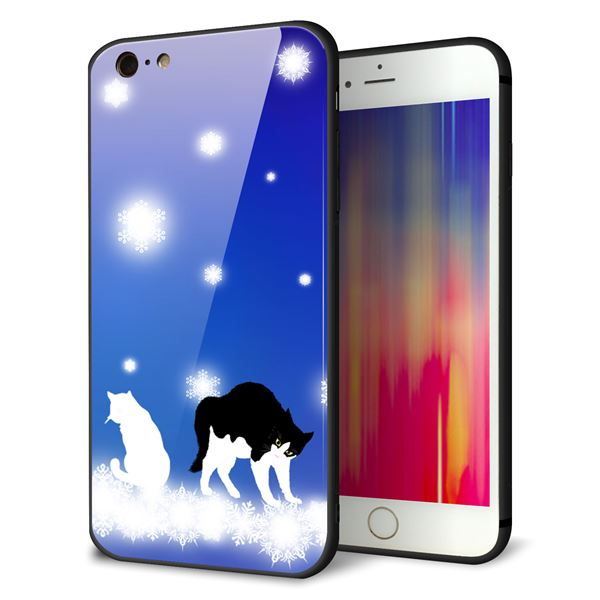 iPhone 6s Plus 強化ガラス&TPUスマホケース ガラプリ【YJ335 雪の結晶 はちわれ】