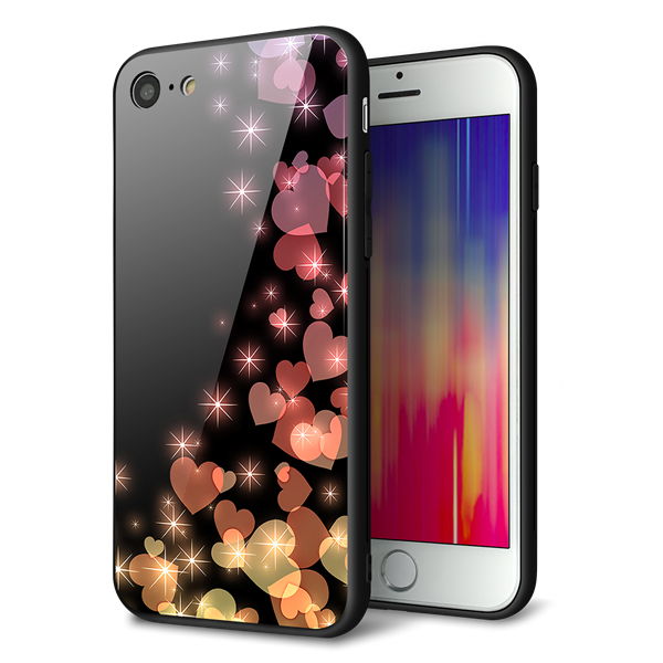 iPhone 7 強化ガラス&TPUスマホケース ガラプリ【020 夜のきらめきハート】