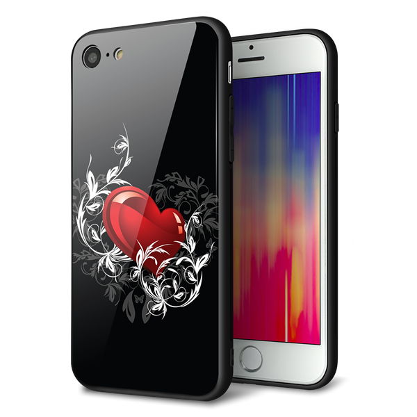 iPhone 7 強化ガラス&TPUスマホケース ガラプリ【032 クリスタルハート】