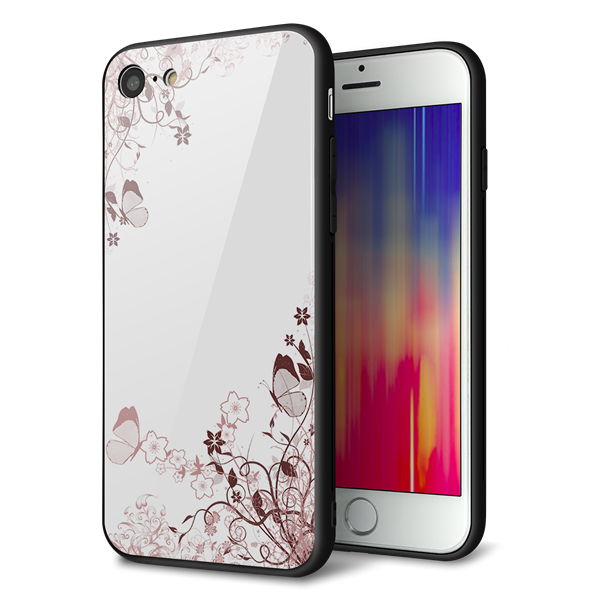 iPhone 7 強化ガラス&TPUスマホケース ガラプリ【142 桔梗と桜と蝶】
