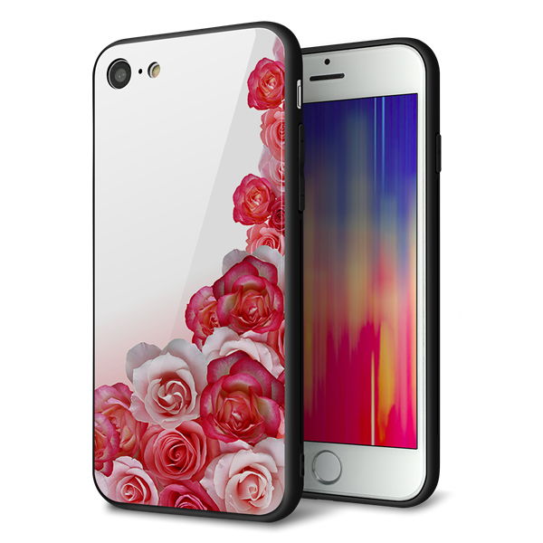 iPhone 7 強化ガラス&TPUスマホケース ガラプリ【299 薔薇の壁】