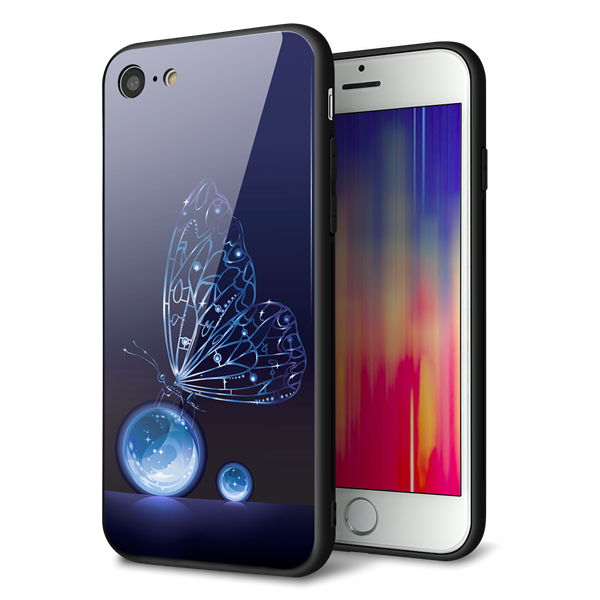 iPhone 7 強化ガラス&TPUスマホケース ガラプリ【418 神秘の蝶】