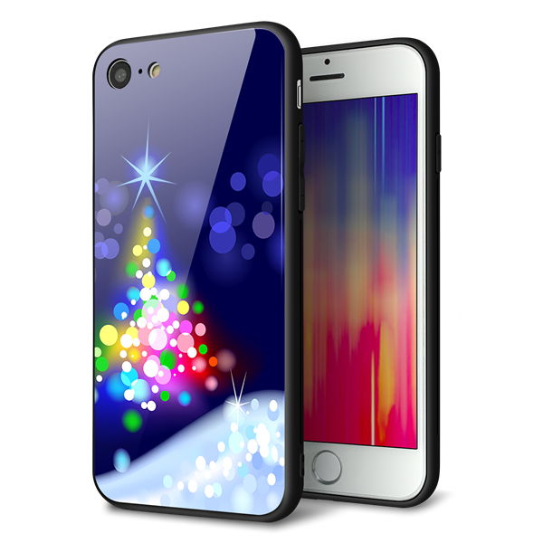 iPhone 7 強化ガラス&TPUスマホケース ガラプリ【720 白銀のクリスマスツリー】