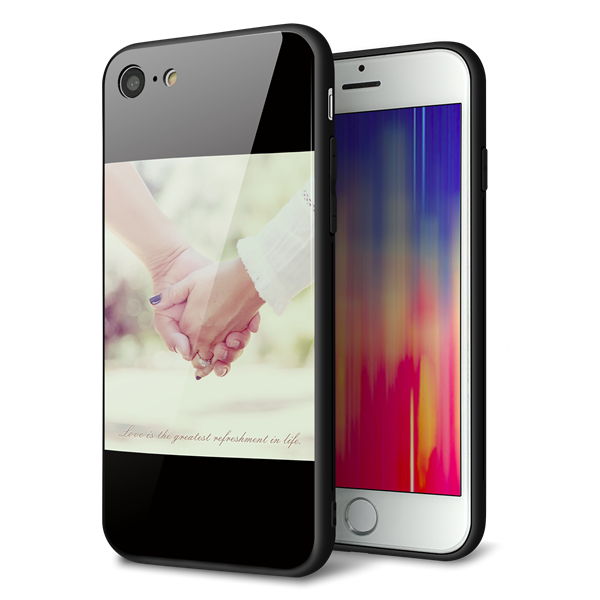 iPhone 7 強化ガラス&TPUスマホケース ガラプリ【KM875 カップル】