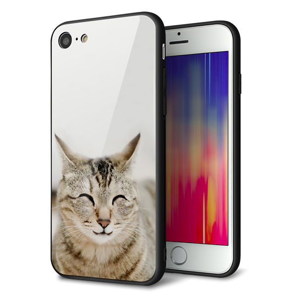 iPhone 7 強化ガラス&TPUスマホケース ガラプリ【VA801 笑福ねこ】