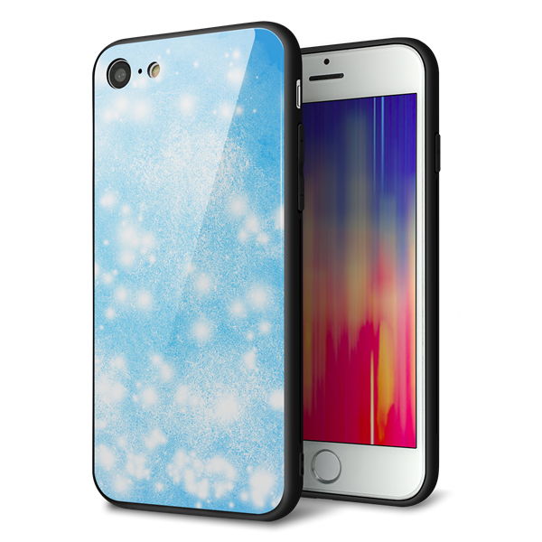iPhone 7 強化ガラス&TPUスマホケース ガラプリ【YJ289 デザインブルー】