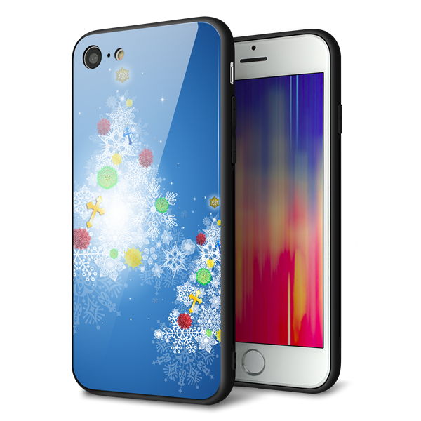 iPhone 7 強化ガラス&TPUスマホケース ガラプリ【YJ347 クリスマスツリー】