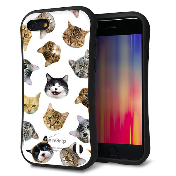 iPhone 7 スマホケース 「SEA Grip」 グリップケース Sライン 【SC937 ねこどっと ホワイト】 UV印刷