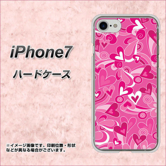 iPhone 7 383 ピンクのハート ハードケース 背面印刷