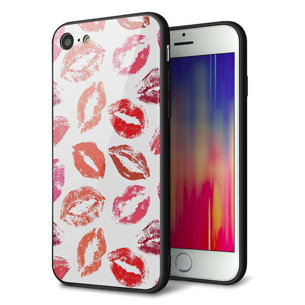 iPhone8 強化ガラス&TPUスマホケース ガラプリ【734 キスkissキス】