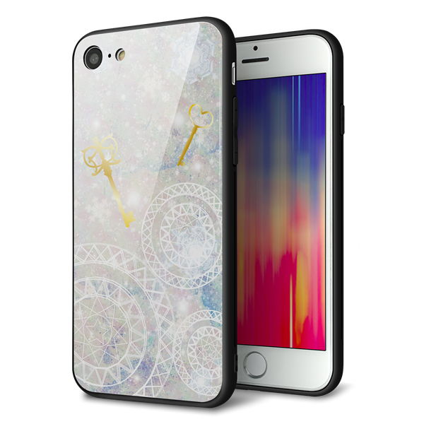 iPhone 8 強化ガラス&TPUスマホケース ガラプリ【KM881 魔法陣と鍵】