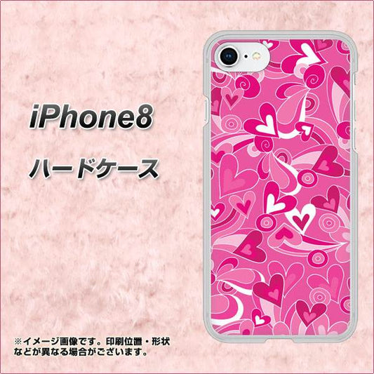 iPhone 8 383 ピンクのハート ハードケース 背面印刷