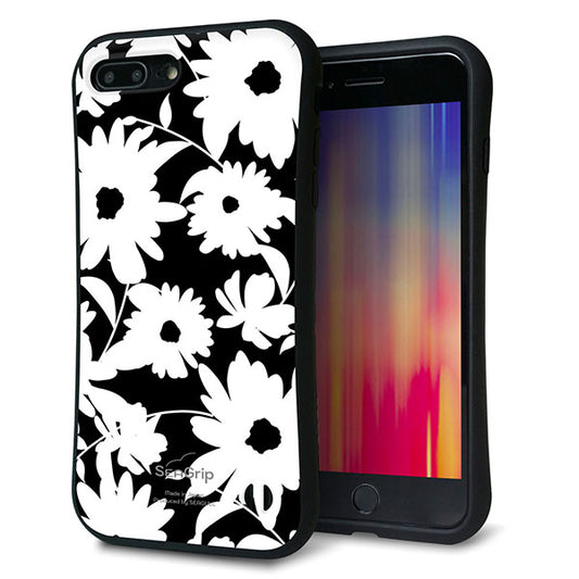 iPhone 8 Plus スマホケース 「SEA Grip」 グリップケース Sライン 【SC915 花柄モノトーン 04】 UV印刷