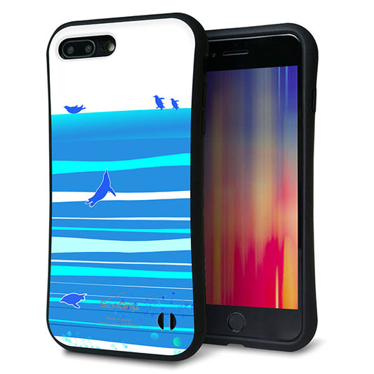 iPhone 8 Plus スマホケース 「SEA Grip」 グリップケース Sライン 【YB920 ペンギン01】 UV印刷