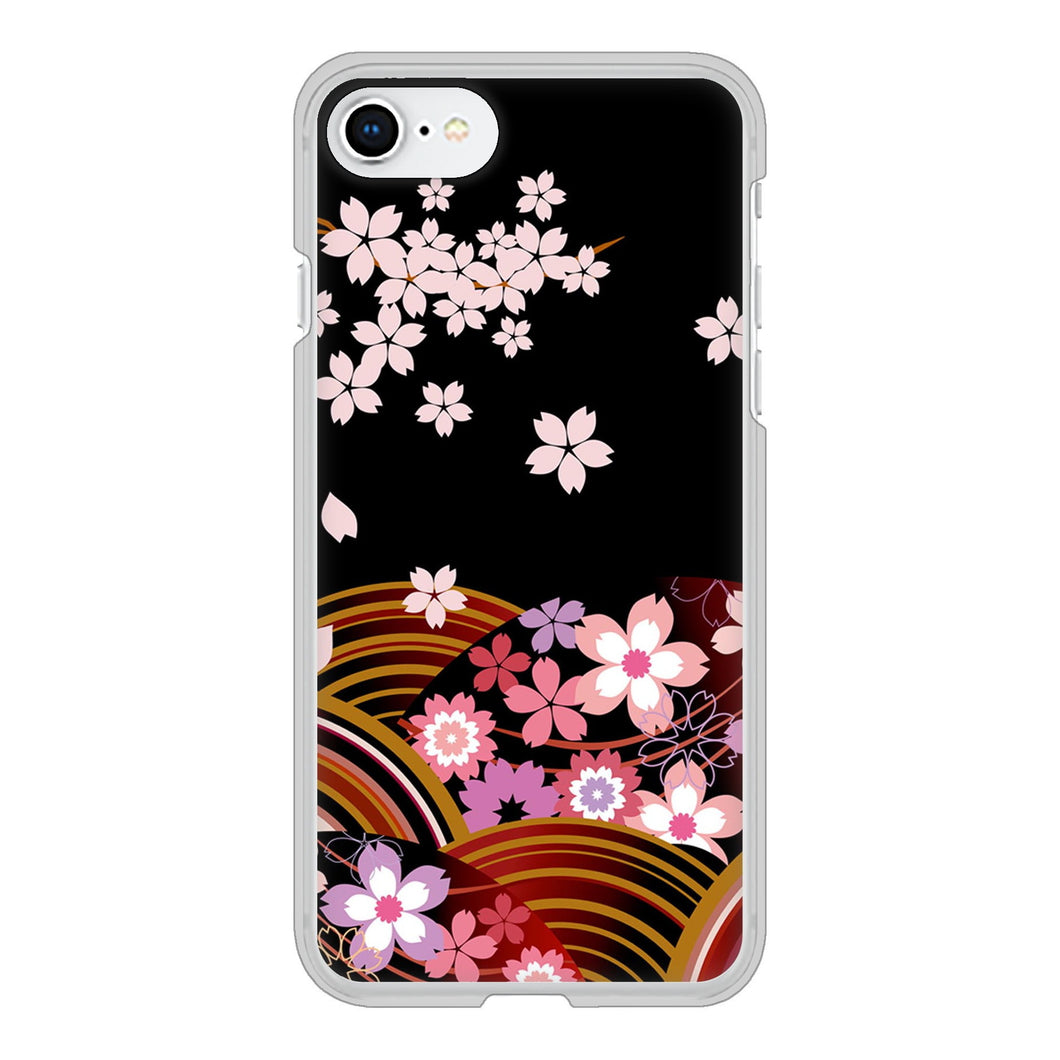iPhone SE (第2世代) 1237 和柄&筆文字・夜桜の宴 ハードケース 背面印刷