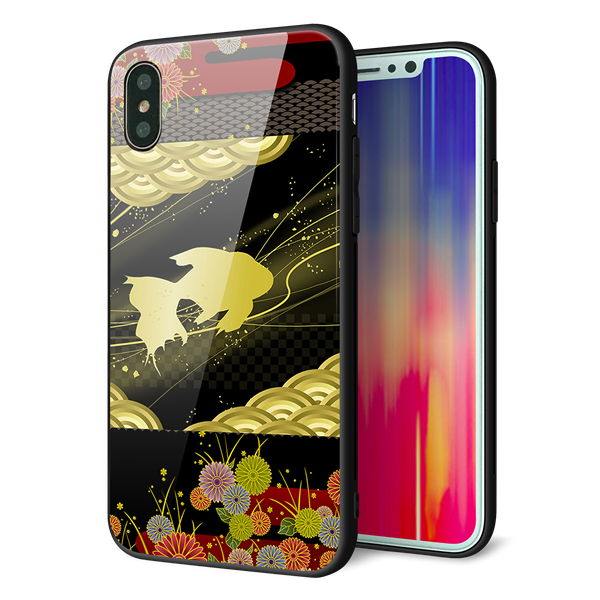 iPhone X 強化ガラス&TPUスマホケース ガラプリ【174 天の川の金魚】