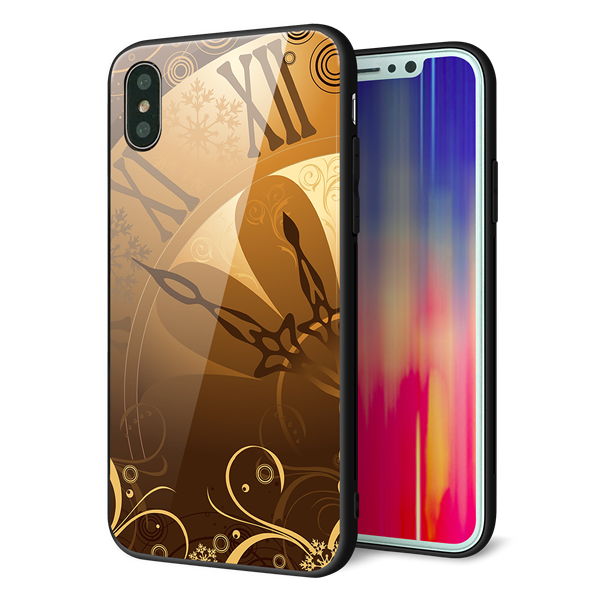 iPhone X 強化ガラス&TPUスマホケース ガラプリ【185 時を刻む針】