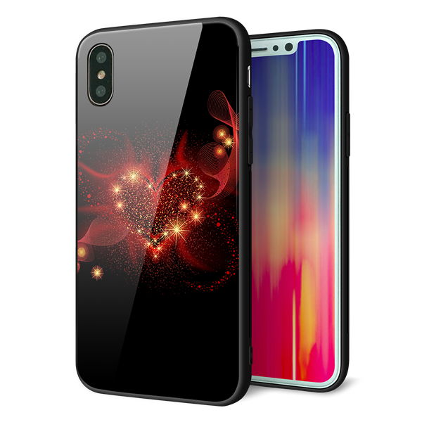 iPhone X 強化ガラス&TPUスマホケース ガラプリ【382 ハートの創生】