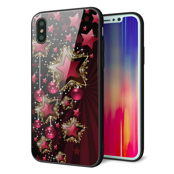 iPhone X 強化ガラス&TPUスマホケース ガラプリ【434 星の壁】