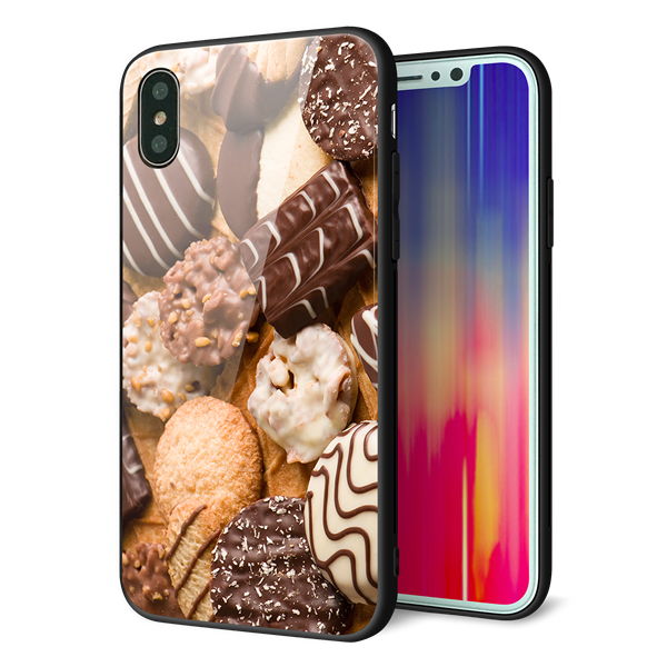 iPhone X 強化ガラス&TPUスマホケース ガラプリ【442 クッキー mix】