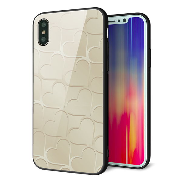 iPhone X 強化ガラス&TPUスマホケース ガラプリ【630 かくれハート】