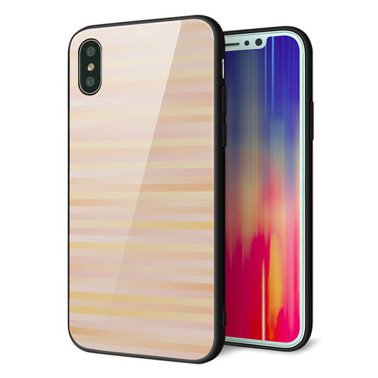 iPhone X 強化ガラス&TPUスマホケース ガラプリ【IB909 グラデーションボーダー_オレンジ】