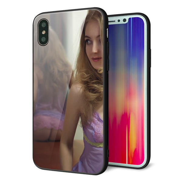 iPhone X 強化ガラス&TPUスマホケース ガラプリ【KM886 ミラー】