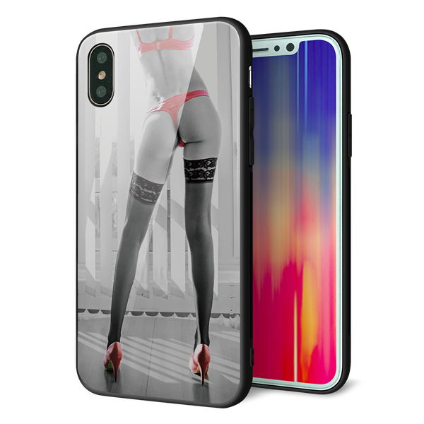iPhone X 強化ガラス&TPUスマホケース ガラプリ【KM889 ハイヒール】