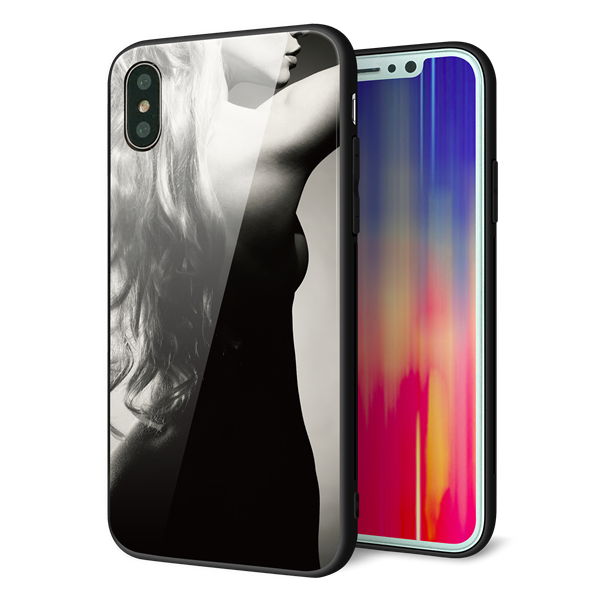 iPhone X 強化ガラス&TPUスマホケース ガラプリ【KM890 バックスタイル】