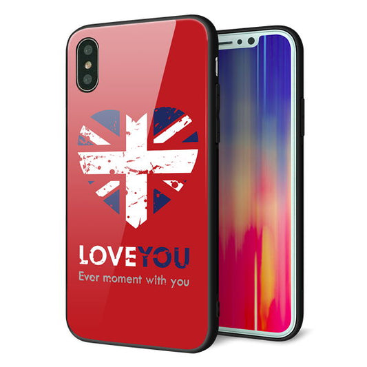iPhone X 強化ガラス&TPUスマホケース ガラプリ【SC804 ユニオンジャック ハートビンテージレッド】