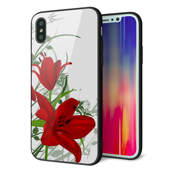 iPhone X 強化ガラス&TPUスマホケース ガラプリ【SC850 ユリ(レッド)】