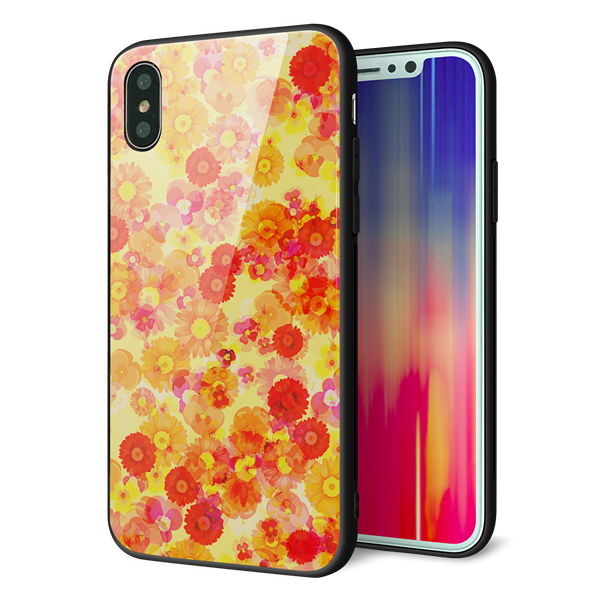 iPhone X 強化ガラス&TPUスマホケース ガラプリ【SC867 リバティプリント フルールドパルファン(イエロー)】