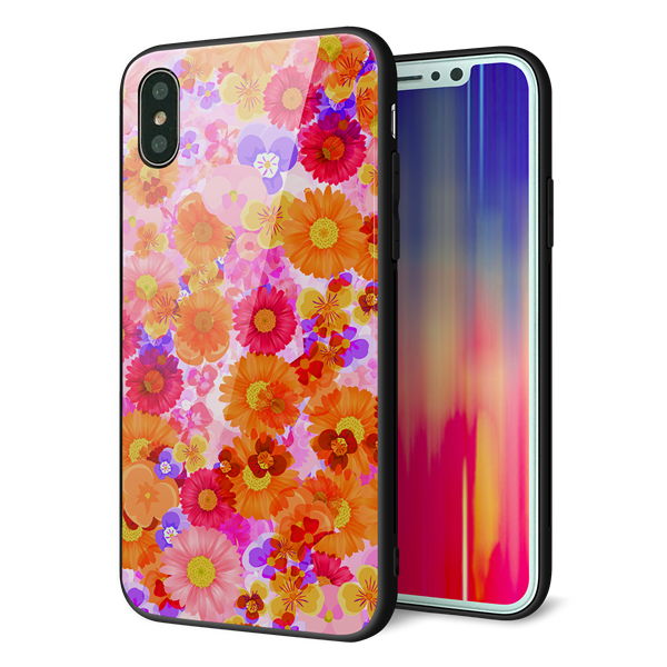 iPhone X 強化ガラス&TPUスマホケース ガラプリ【SC869 リバティプリント フルールドパルファン(ピンク)】