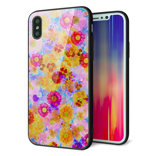 iPhone X 強化ガラス&TPUスマホケース ガラプリ【SC870 リバティプリント フルールドパルファン(ブルー)】