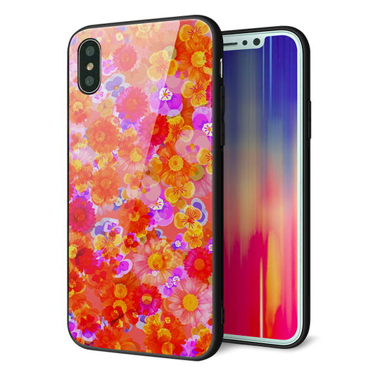 iPhone X 強化ガラス&TPUスマホケース ガラプリ【SC871 リバティプリント フルールドパルファン(レッド)】