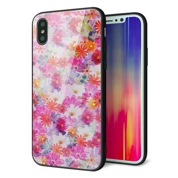iPhone X 強化ガラス&TPUスマホケース ガラプリ【SC874 リバティプリント プレスドフラワー(ピンク)】