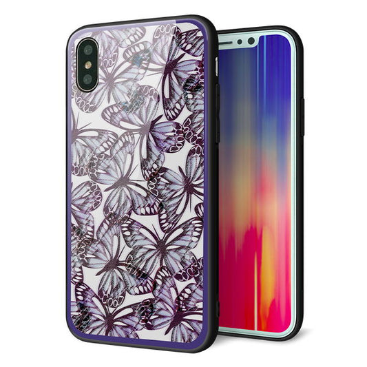 iPhone X 強化ガラス&TPUスマホケース ガラプリ【SC903 ガーデンバタフライ パープル】