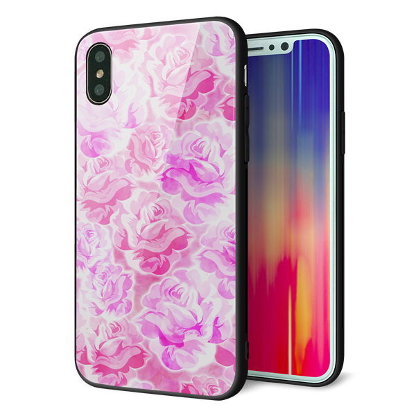 iPhone X 強化ガラス&TPUスマホケース ガラプリ【SC928 ローズ ピンク】