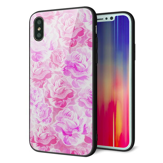 iPhone X 強化ガラス&TPUスマホケース ガラプリ【SC928 ローズ ピンク】