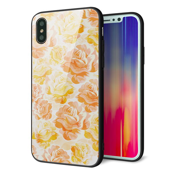 iPhone X 強化ガラス&TPUスマホケース ガラプリ【SC931 ローズ イエロー】