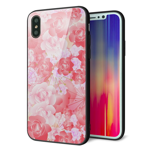 iPhone X 強化ガラス&TPUスマホケース ガラプリ【VA817 はんなり色の華】