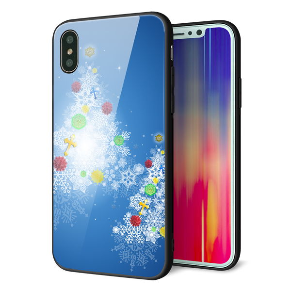iPhone X 強化ガラス&TPUスマホケース ガラプリ【YJ347 クリスマスツリー】