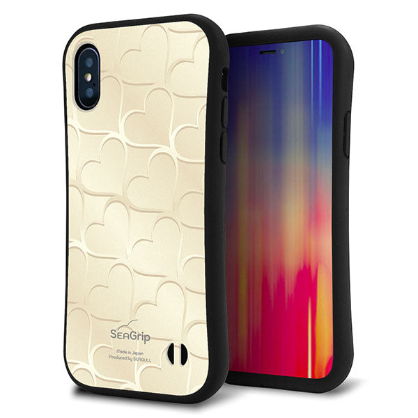 iPhone X スマホケース 「SEA Grip」 グリップケース Sライン 【630 かくれハート】 UV印刷